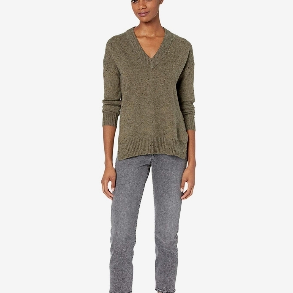 NWT Madewell‎ Donegal Bartlett V-Neck Pullover Sweater Forest Green XXS